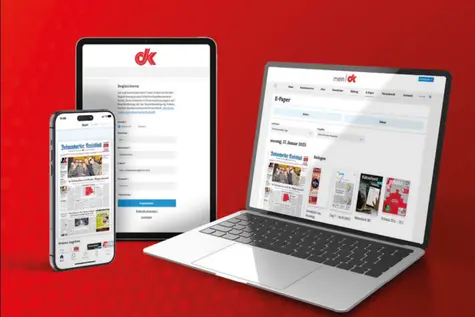 Ein Smartphone, ein Tablet und ein Laptop, auf denen jeweils das E-Paper abgebildet ist