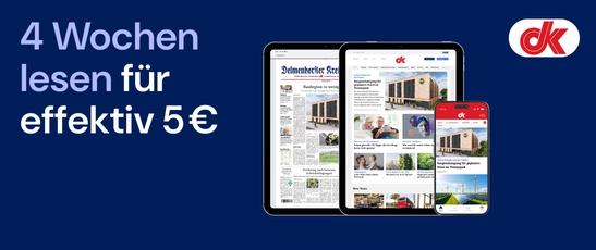 Abbildung der digitalen Produkte des Delmenhorster Kreisblattes und Überschrift "4 Wochen lesen für effektiv 5€"