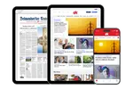 Nachrichtenprodukte des Delmenhorster Kreisblattes auf dem Smartphone, Tablet als Website und als E-Paper.